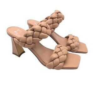 Marc Fisher LTD Hammy Braided Leather Heeled Sandals Square Toe Size 8.5